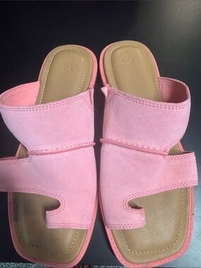 UGG Pink Suede Slide Sandals